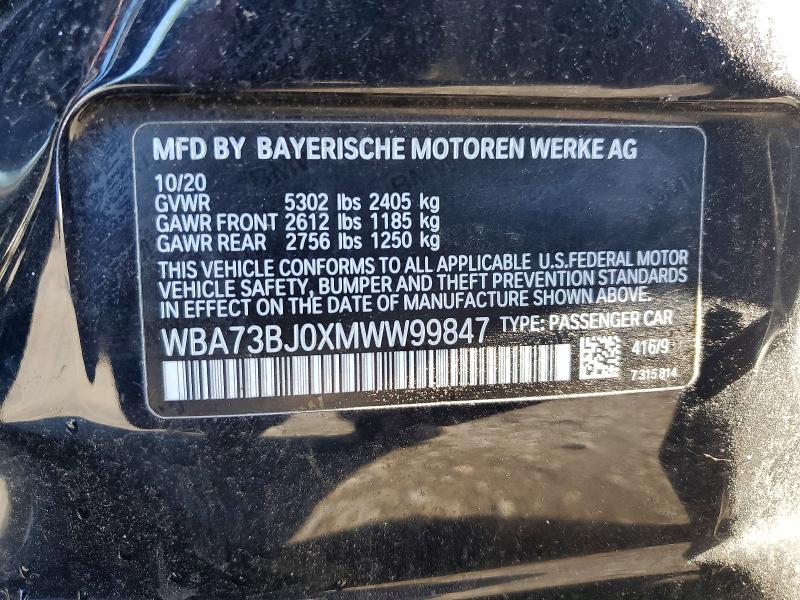 2021 Bmw 540 მანქანა იყიდება აუქციონზე, vin: WBA73BJ0XMWW99847, აუქციონის ნომერი: 58135086