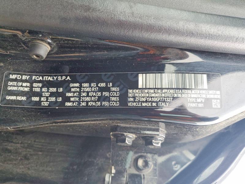 2019 Fiat 500x მანქანა იყიდება აუქციონზე, vin: ZFBNFYA16KP771327, აუქციონის ნომერი: 57943026