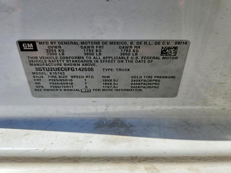 2015 Gmc Sierra მანქანა იყიდება აუქციონზე, vin: 3GTU2UEC6FG142606, აუქციონის ნომერი: 54179516