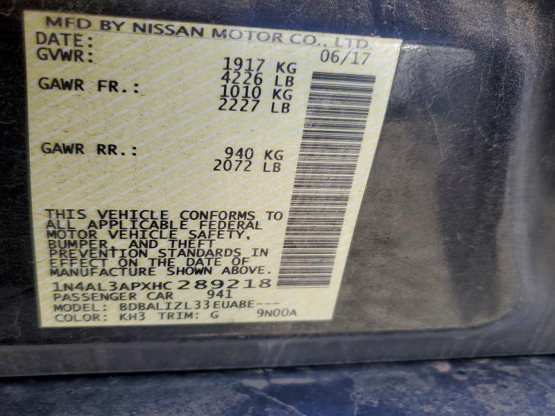 55765926 :رقم المزاد ، 1N4AL3APXHC289218 vin ، 2017 Nissan Altima مزاد بيع
