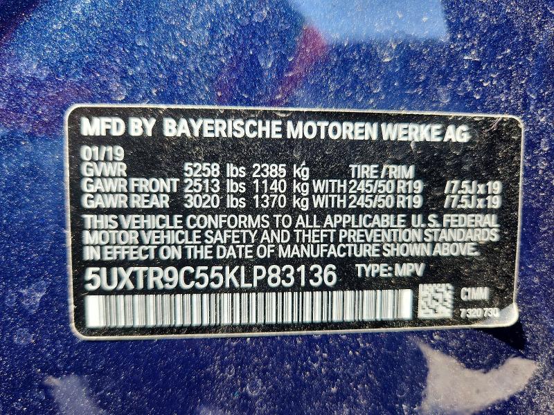 Продаж на аукціоні авто 2019 Bmw X3, vin: 5UXTR9C55KLP83136, номер лоту: 58631946