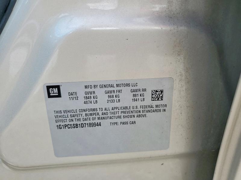Продажа на аукционе авто 2013 Chevrolet Cruze, vin: 1G1PC5SB1D7189944, номер лота: 57195426