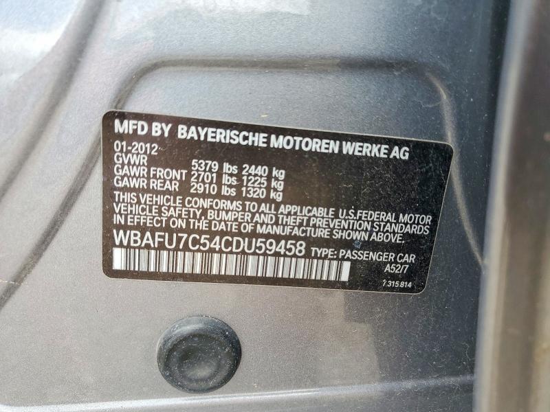 Aukcja sprzedaży 2012 Bmw 535, vin: WBAFU7C54CDU59458, numer aukcji: 57479356