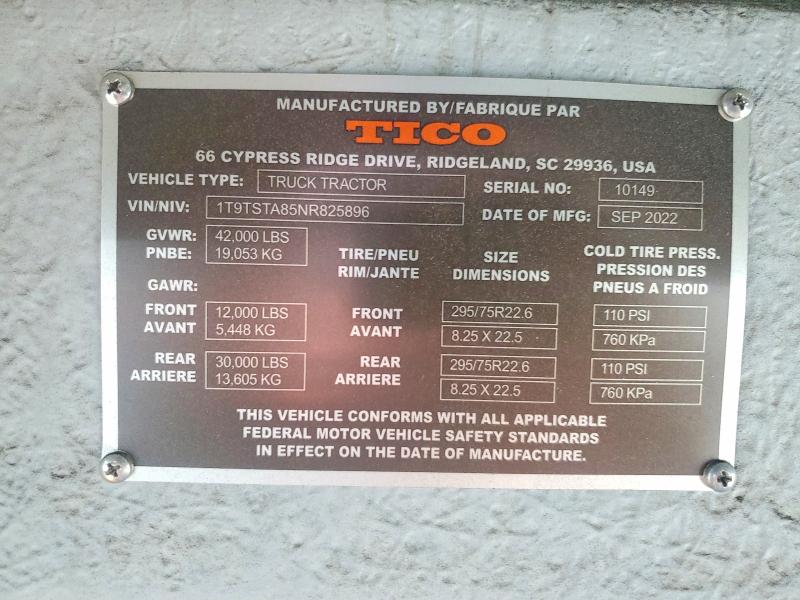 Продаж на аукціоні авто 2022 Terminal Investment Corp Pro-spotter, vin: 1T9TSTA85NR825896, номер лоту: 56298286