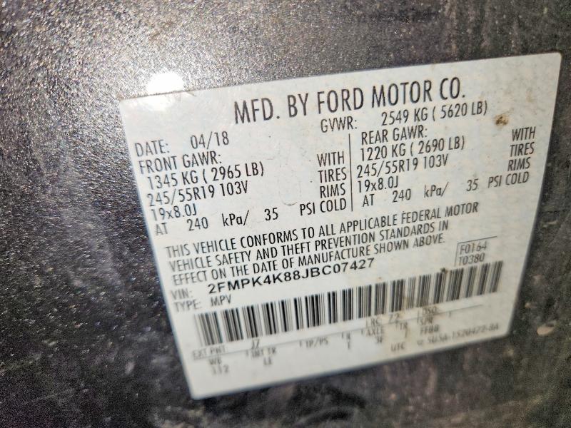 Продаж на аукціоні авто 2018 Ford Edge, vin: 2FMPK4K88JBC07427, номер лоту: 57084306