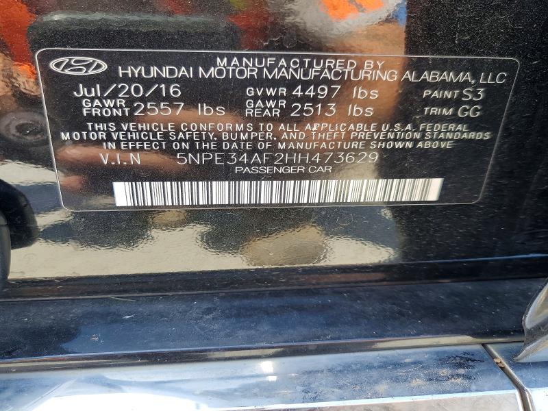 55955806 :رقم المزاد ، 5NPE34AF2HH473629 vin ، 2017 Hyundai Sonata مزاد بيع
