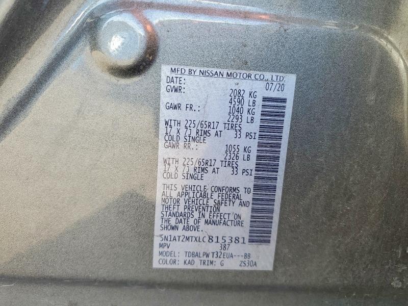 58038046 :رقم المزاد ، 5N1AT2MTXLC815381 vin ، 2020 Nissan Rogue مزاد بيع