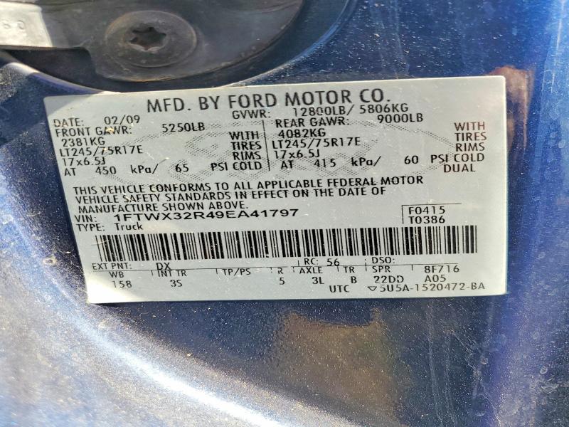 2009 Ford F350 მანქანა იყიდება აუქციონზე, vin: 1FTWX32R49EA41797, აუქციონის ნომერი: 55570036