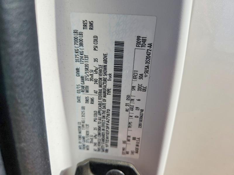 54459736 :رقم المزاد ، 1FTEW1EF3FFA77670 vin ، 2015 Ford F150 مزاد بيع