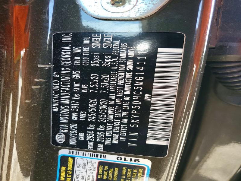 2021 Kia Telluride მანქანა იყიდება აუქციონზე, vin: 5XYP5DHC5MG141118, აუქციონის ნომერი: 56257066