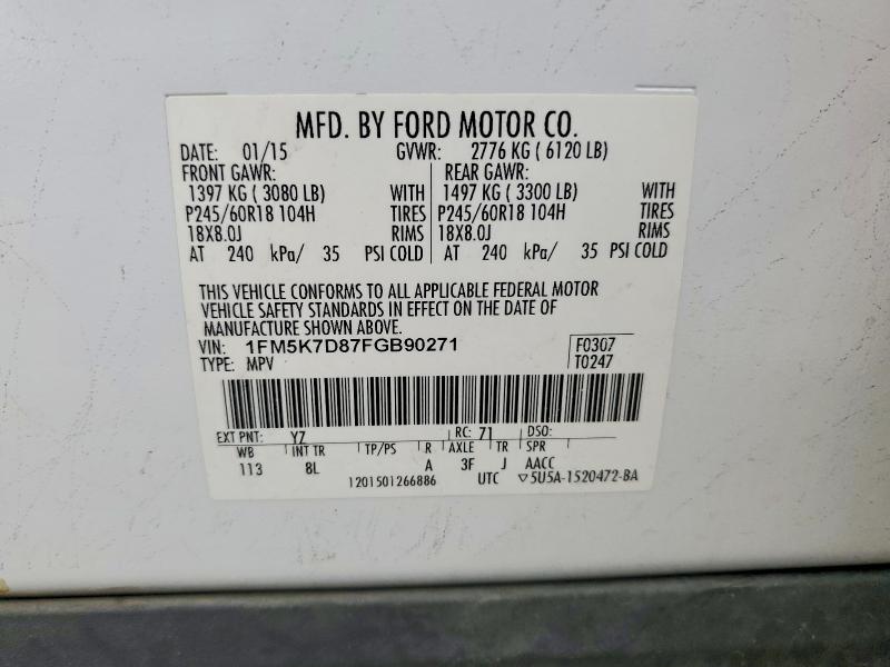 Продажа на аукционе авто 2015 Ford Explorer, vin: 1FM5K7D87FGB90271, номер лота: 58243556