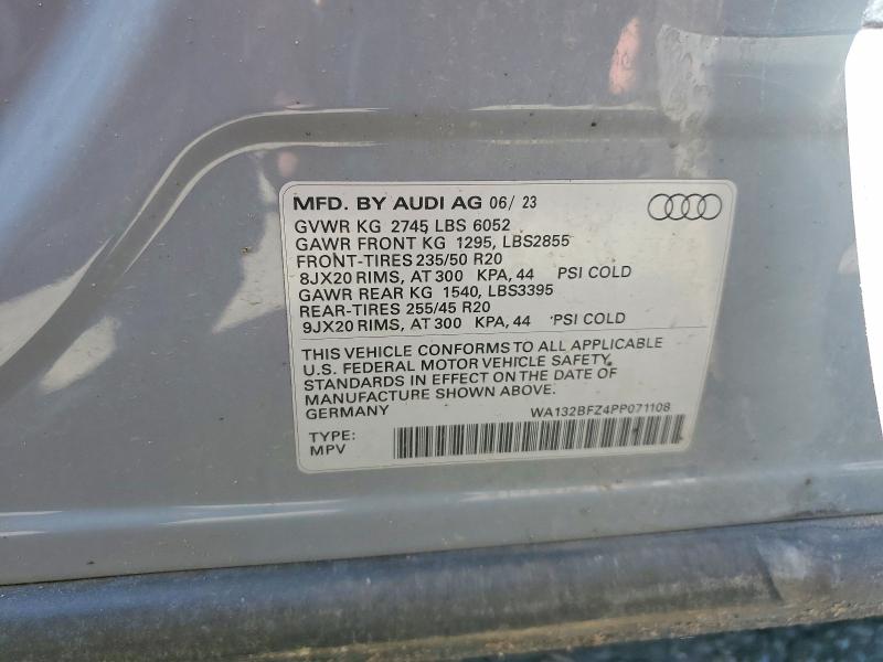 56968246 :رقم المزاد ، WA132BFZ4PP071108 vin ، 2023 Audi Q4 E-tron مزاد بيع