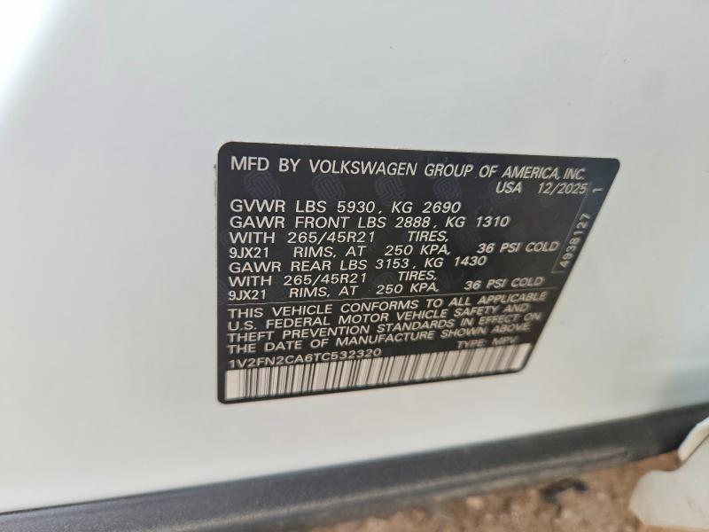Продаж на аукціоні авто 2026 Volkswagen Atlas, vin: 1V2FN2CA6TC532320, номер лоту: 58606186