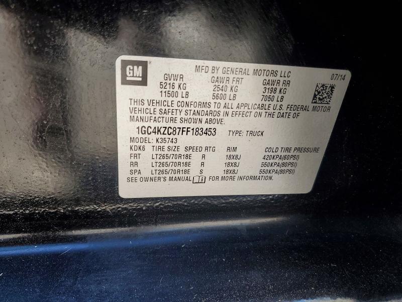 Продаж на аукціоні авто 2015 Chevrolet Silverado, vin: 1GC4KZC87FF183453, номер лоту: 55467616