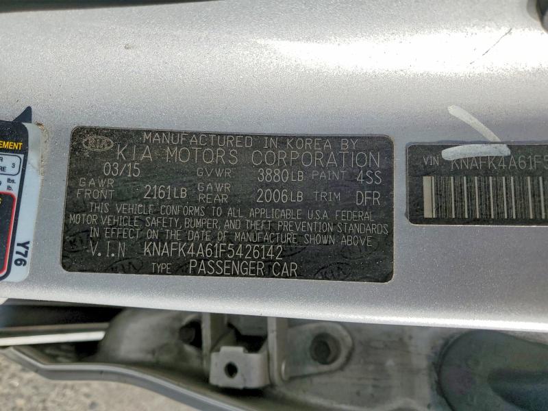 2015 Kia Forte მანქანა იყიდება აუქციონზე, vin: KNAFK4A61F5426142, აუქციონის ნომერი: 85607535