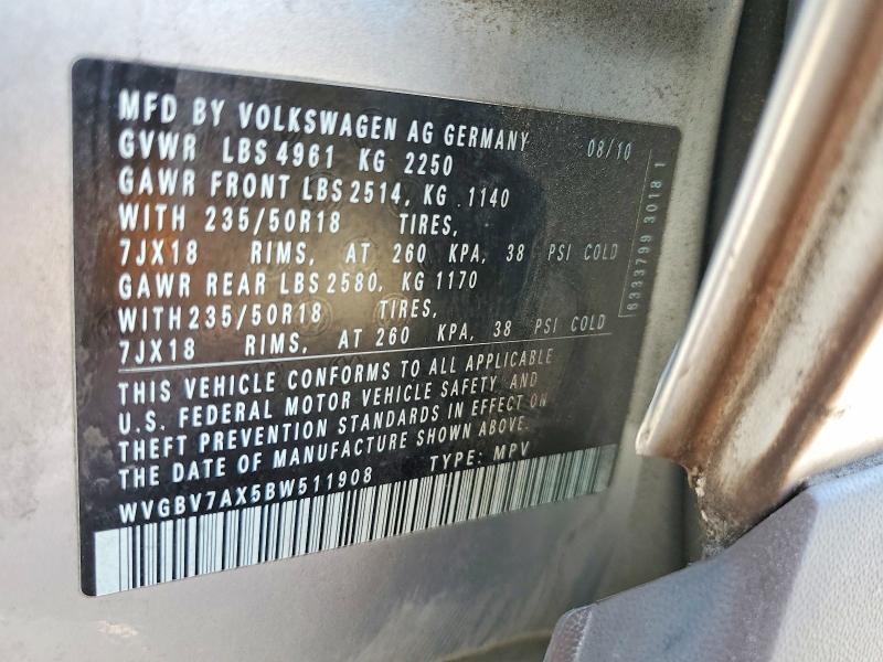 Продаж на аукціоні авто 2011 Volkswagen Tiguan, vin: WVGBV7AX5BW511908, номер лоту: 56146896