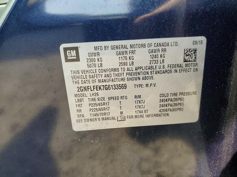 Aukcja sprzedaży 2016 Chevrolet Equinox, vin: 2GNFLFEK7G6133569, numer aukcji: 56643506