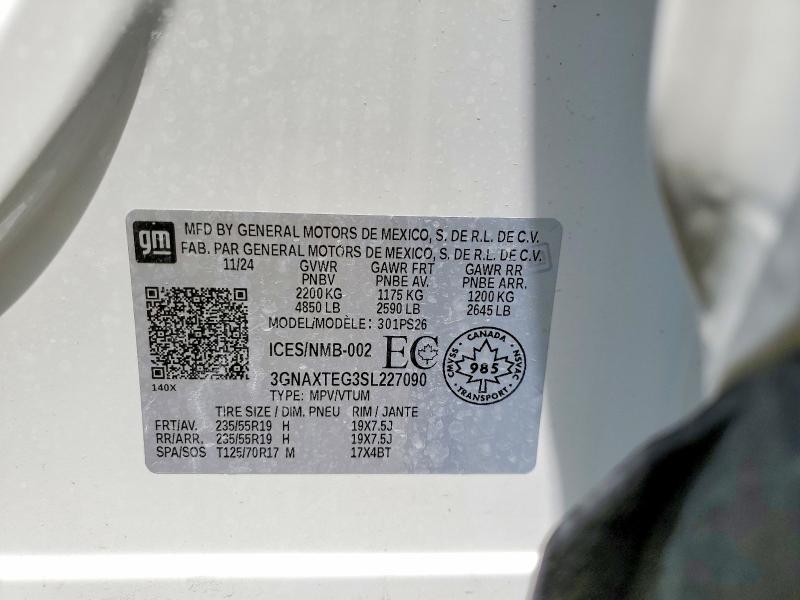 Aukcja sprzedaży 2025 Chevrolet Equinox, vin: 3GNAXTEG3SL227090, numer aukcji: 56306006