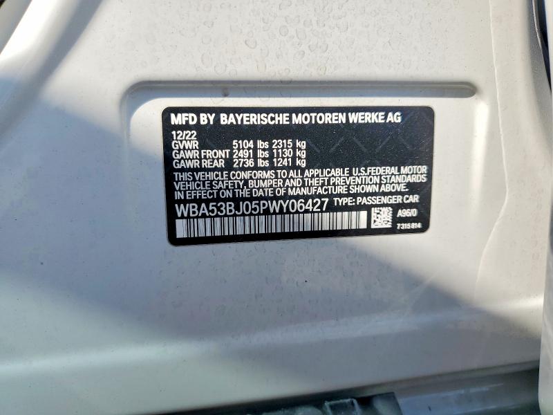 Продажа на аукционе авто 2023 Bmw 540, vin: WBA53BJ05PWY06427, номер лота: 55650266