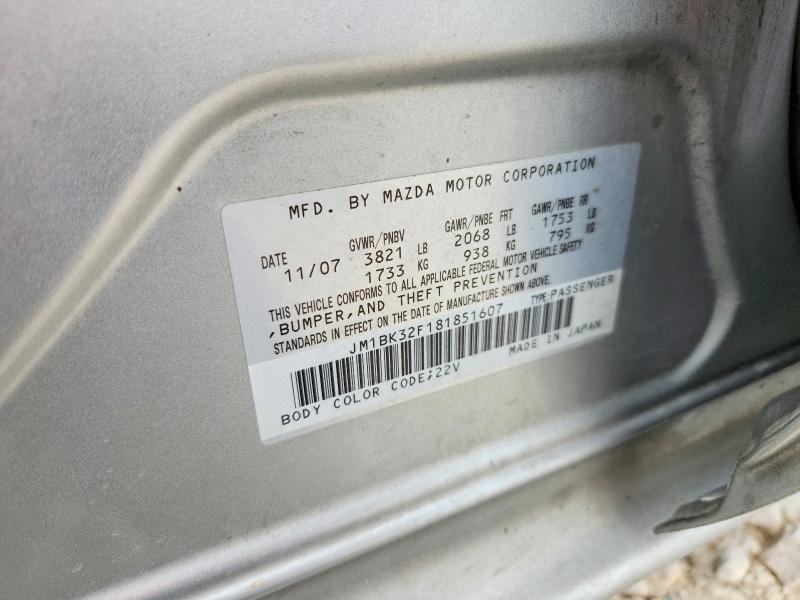 2008 Mazda 3 მანქანა იყიდება აუქციონზე, vin: JM1BK32F181851607, აუქციონის ნომერი: 58011086