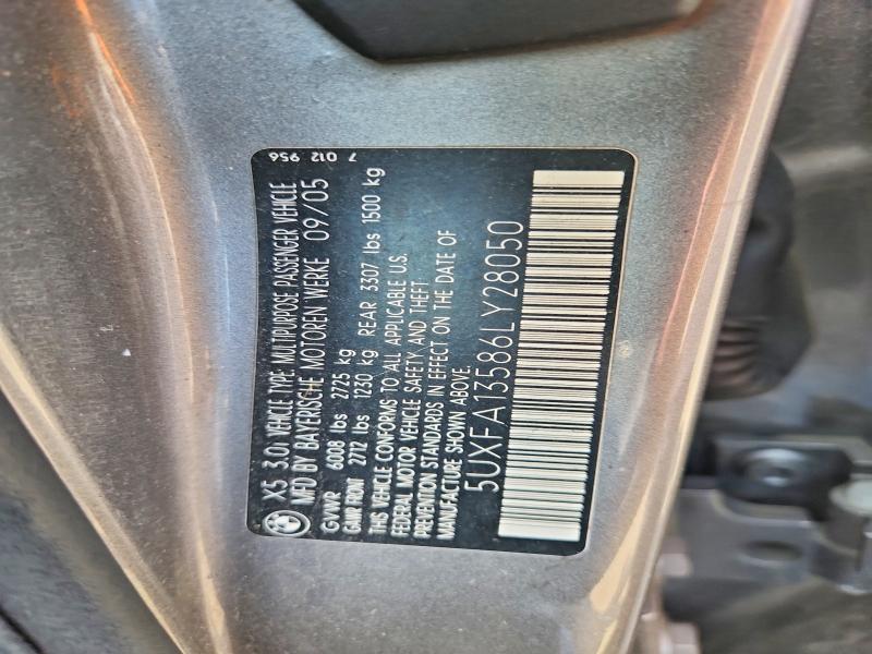 2006 Bmw X5 მანქანა იყიდება აუქციონზე, vin: 5UXFA13586LY28050, აუქციონის ნომერი: 58915876