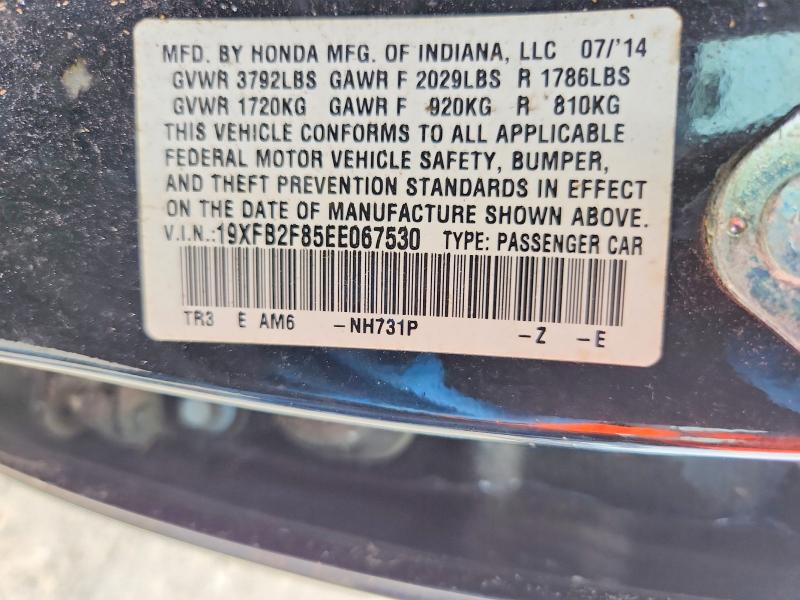 56134396 :رقم المزاد ، 19XFB2F85EE067530 vin ، 2014 Honda Civic مزاد بيع