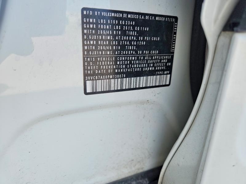 2023 Volkswagen Tiguan მანქანა იყიდება აუქციონზე, vin: 3VVCB7AX8PM138079, აუქციონის ნომერი: 58222556