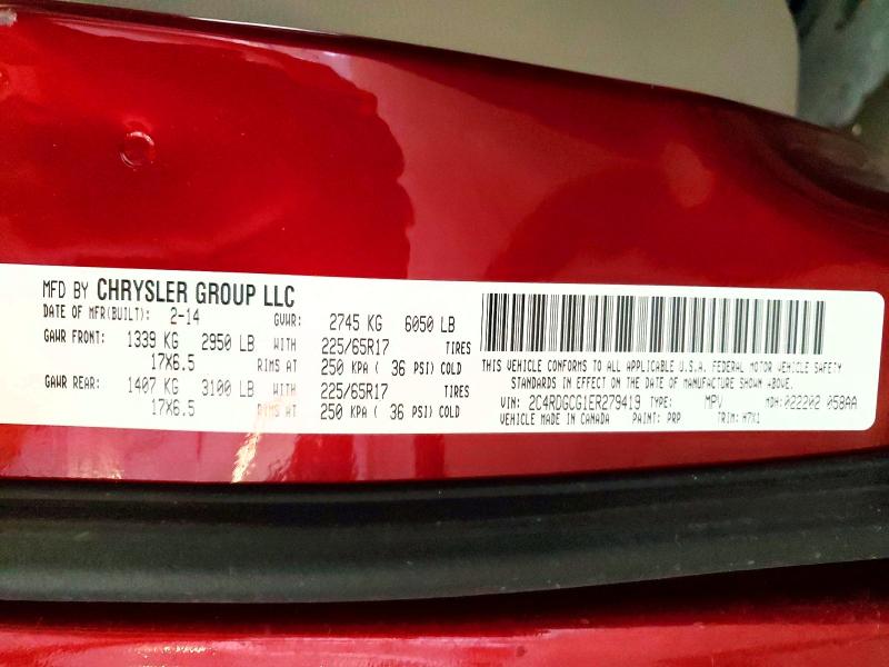 57484536 :رقم المزاد ، 2C4RDGCG1ER279419 vin ، 2014 Dodge Grand Caravan مزاد بيع