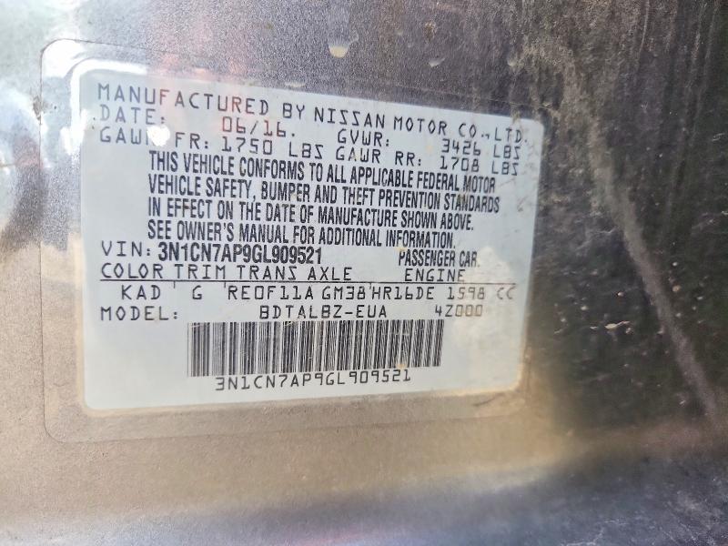 Aukcja sprzedaży 2016 Nissan Versa, vin: 3N1CN7AP9GL909521, numer aukcji: 55971386