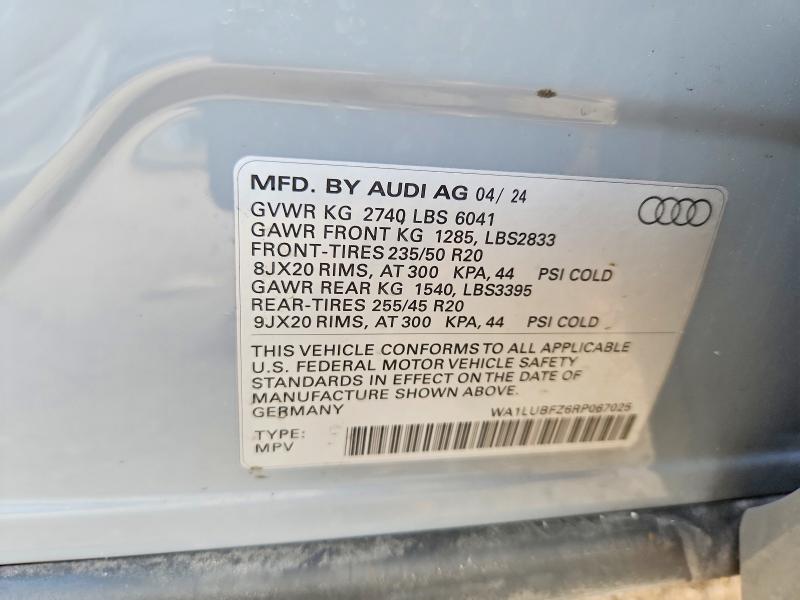 Aukcja sprzedaży 2024 Audi Q4 E-tron, vin: WA1LUBFZ6RP067025, numer aukcji: 58942486