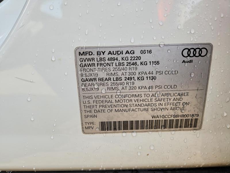 Продаж на аукціоні авто 2017 Audi Q3, vin: WA1GCCFS6HR001879, номер лоту: 58729406