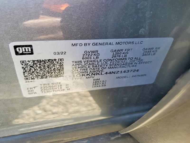 Aukcja sprzedaży 2022 Gmc Acadia, vin: 1GKKNKL44NZ143724, numer aukcji: 58623876