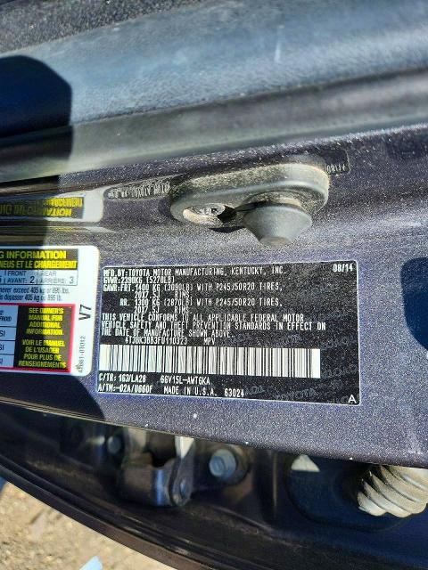Aukcja sprzedaży 2015 Toyota Venza, vin: 4T3BK3BB3FU110323, numer aukcji: 54826256