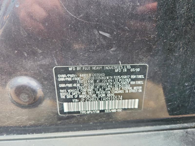 58811406 :رقم المزاد ، JF2SH6DC7AH916574 vin ، 2010 Subaru Forester مزاد بيع