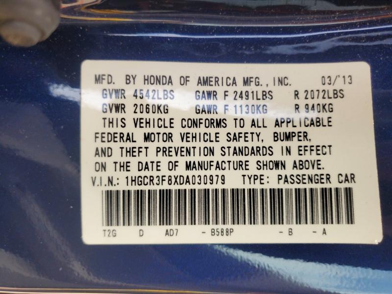 2013 Honda Accord მანქანა იყიდება აუქციონზე, vin: 1HGCR3F8XDA030979, აუქციონის ნომერი: 57866966