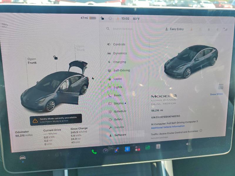 Продажа на аукционе авто 2019 Tesla Model 3, vin: 5YJ3E1EBXKF465193, номер лота: 56272906