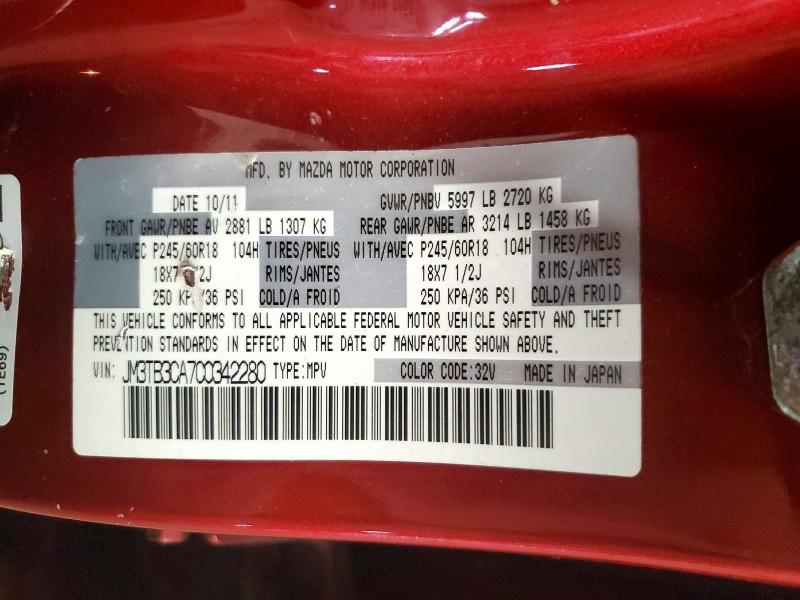 Продаж на аукціоні авто 2012 Mazda Cx-9, vin: JM3TB3CA7C0342280, номер лоту: 55406906