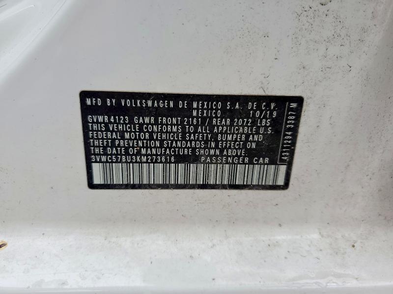 Продажа на аукционе авто 2019 Volkswagen Jetta, vin: 3VWC57BU3KM273616, номер лота: 57376946