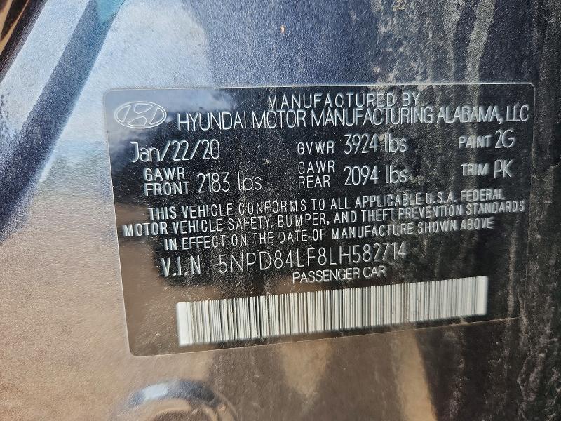 57363766 :رقم المزاد ، 5NPD84LF8LH582714 vin ، 2020 Hyundai Elantra مزاد بيع