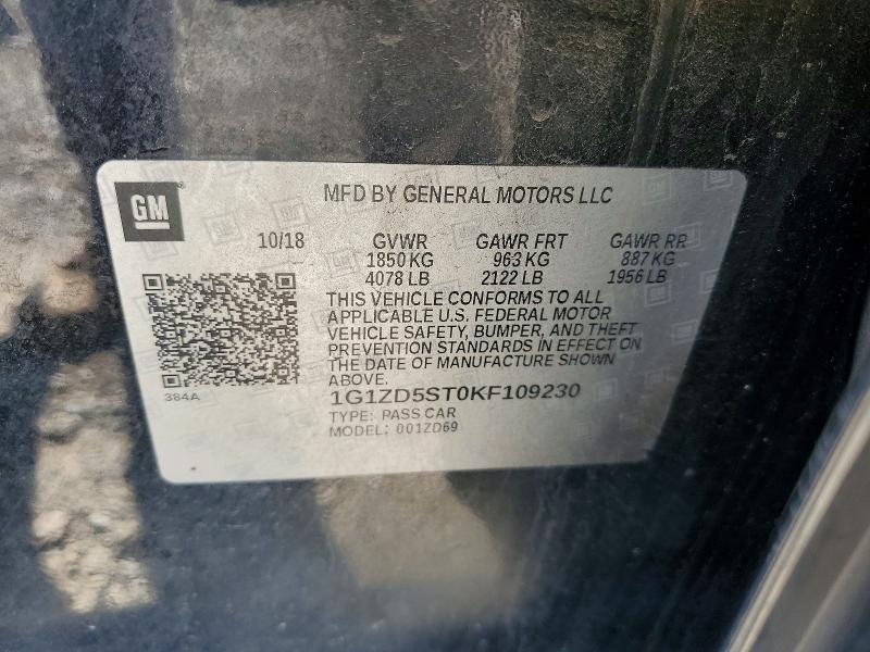 Продажа на аукционе авто 2019 Chevrolet Malibu, vin: 1G1ZD5ST0KF109230, номер лота: 56128906