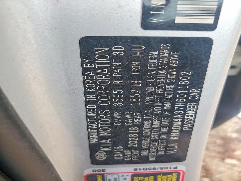 58334716 :رقم المزاد ، KNADM4A37H6011802 vin ، 2017 Kia Rio مزاد بيع