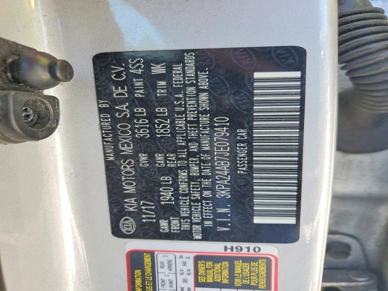 2018 Kia Rio მანქანა იყიდება აუქციონზე, vin: 3KPA24AB7JE079410, აუქციონის ნომერი: 58306356