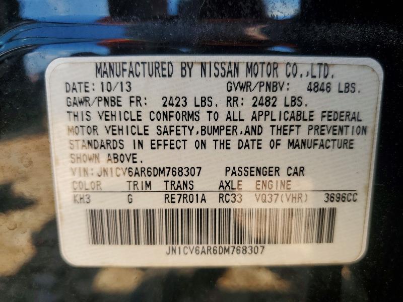 Продаж на аукціоні авто 2013 Infiniti G37 Sedan, vin: JN1CV6AR6DM768307, номер лоту: 57142466