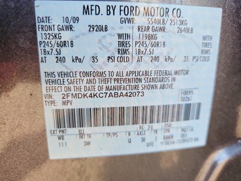 Продажа на аукционе авто 2010 Ford Edge, vin: 2FMDK4KC7ABA42073, номер лота: 58329576