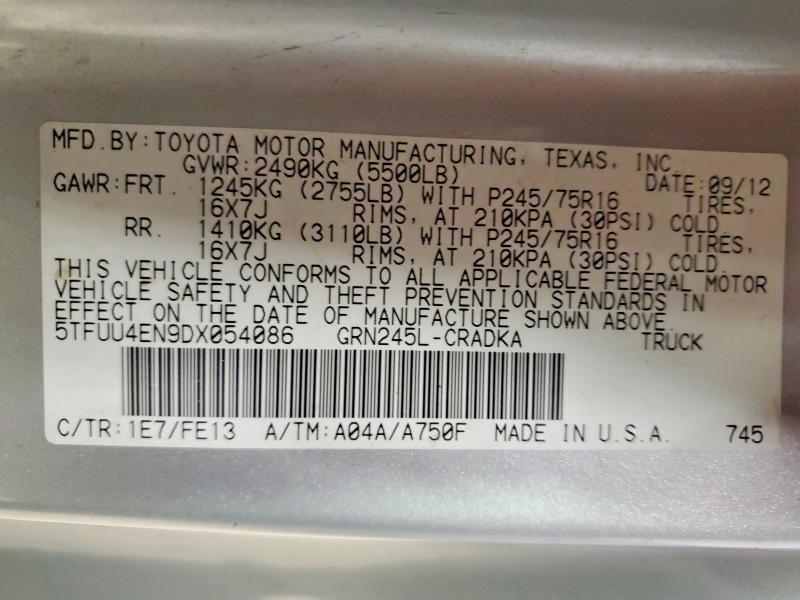 Aukcja sprzedaży 2013 Toyota Tacoma, vin: 5TFUU4EN9DX054086, numer aukcji: 58578786