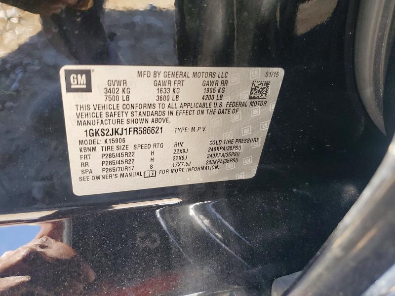 57620156 :رقم المزاد ، 1GKS2JKJ1FR586621 vin ، 2015 Gmc Yukon Xl مزاد بيع