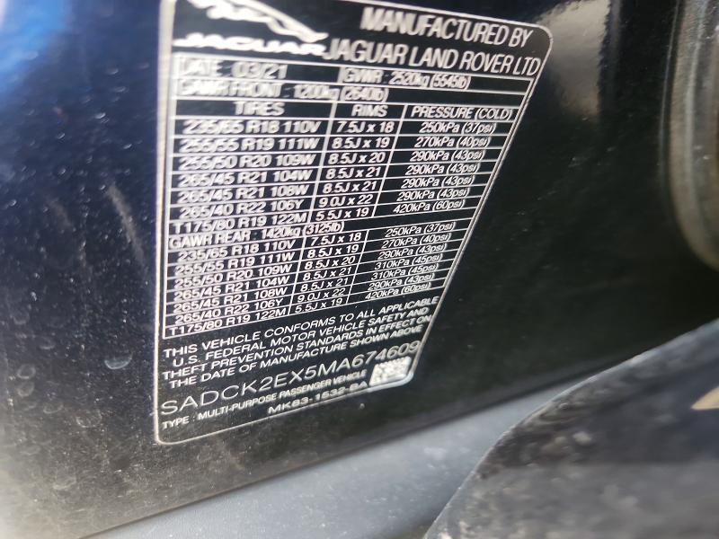 Продаж на аукціоні авто 2021 Jaguar F-pace, vin: SADCK2EX5MA674609, номер лоту: 58200346