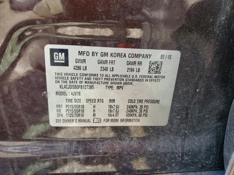 Aukcja sprzedaży 2015 Buick Encore, vin: KL4CJDSB0FB127385, numer aukcji: 58626796