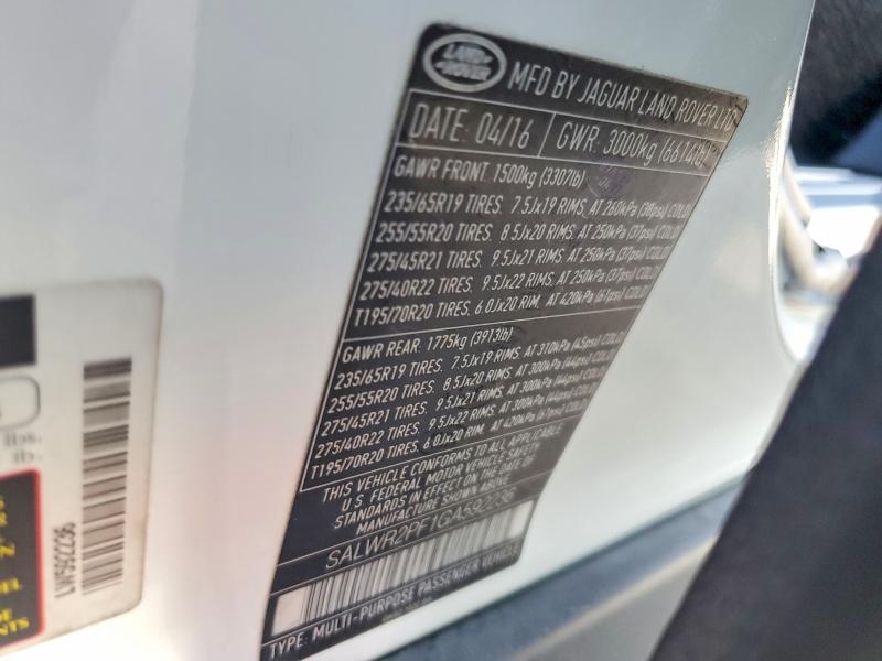 Продажа на аукционе авто 2016 Land Rover Range Rover Sport, vin: SALWR2PF1GA592236, номер лота: 58655386