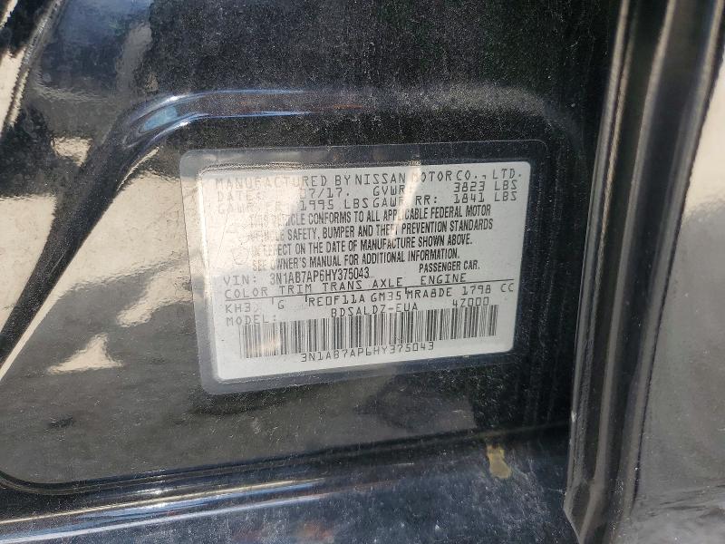 2017 Nissan Sentra მანქანა იყიდება აუქციონზე, vin: 3N1AB7AP6HY375043, აუქციონის ნომერი: 57474146